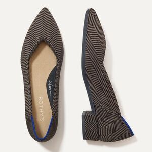 Rothy's Brown and Black Herringbone Pointed Toe Heels